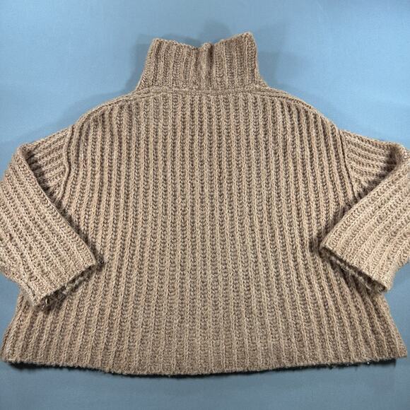 Free People Sweater Orange Chunky Knit Wool Blend Turtle Neck Boho Womens Medium - Picture 2 of 7